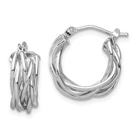 Thumbnail for 14k White Polished Braided Hoop Earrings