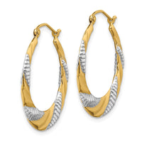 Thumbnail for 14K & Rhodium Textured Stamped Hoop Earrings