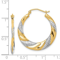 Thumbnail for 14K & Rhodium Textured Stamped Hoop Earrings
