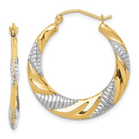 Thumbnail for 14K & Rhodium Textured Stamped Hoop Earrings