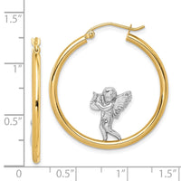 Thumbnail for 14k with Rhodium Angel Hoop Earrings