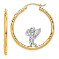 Thumbnail for 14k with Rhodium Angel Hoop Earrings