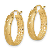 Thumbnail for 14k Polished Diamond-cut In/Out Hoop Earrings