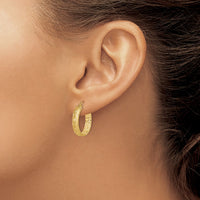 Thumbnail for 14k Polished Diamond-cut In/Out Hoop Earrings