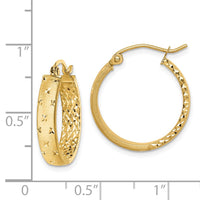 Thumbnail for 14k Polished Diamond-cut In/Out Hoop Earrings