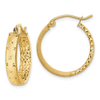 Thumbnail for 14k Polished Diamond-cut In/Out Hoop Earrings
