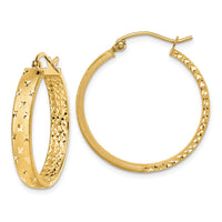 Thumbnail for 14k Satin and Polished Diamond-cut In/Out Hoop Earrings