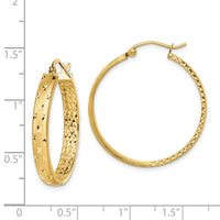 Thumbnail for 14k Polished Diamond-cut In/Out Hoop Earrings