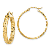 Thumbnail for 14k Polished Diamond-cut In/Out Hoop Earrings