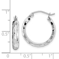 Thumbnail for 14k White Gold Diamond-cut Hoop Earrings
