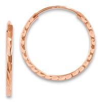 Thumbnail for 14k Rose Gold Diamond-cut Square Tube Endless Hoop Earrings