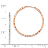 Thumbnail for 14k Rose Gold Diamond-cut Square Tube Endless Hoop Earrings