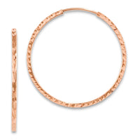 Thumbnail for 14k Rose Gold Diamond-cut Square Tube Endless Hoop Earrings