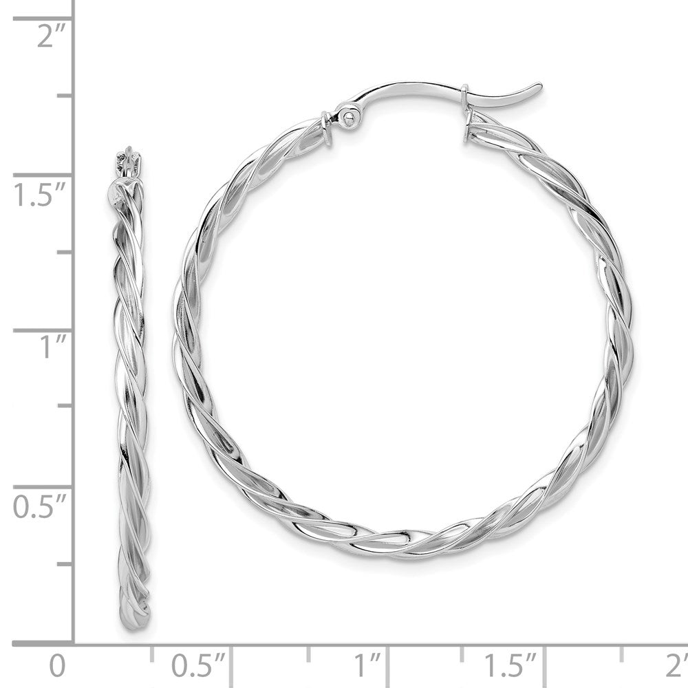 14K Polished Twisted 2.5mm Hoop Earrings