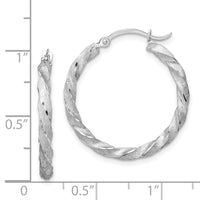 Thumbnail for 14K Twisted Satin Diamond-Cut Hoop Earrings
