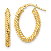 Thumbnail for 14K Small 3mm Textured Oval Hoop Earrings