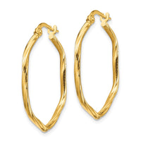 Thumbnail for 14K 1x1mm Textured Twist Hexagon Hoop Earrings