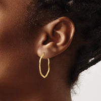 Thumbnail for 14K 1x1mm Textured Twist Hexagon Hoop Earrings