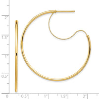 Thumbnail for 14K 1.5x40mm Polished with D/C wire Hoop Earrings