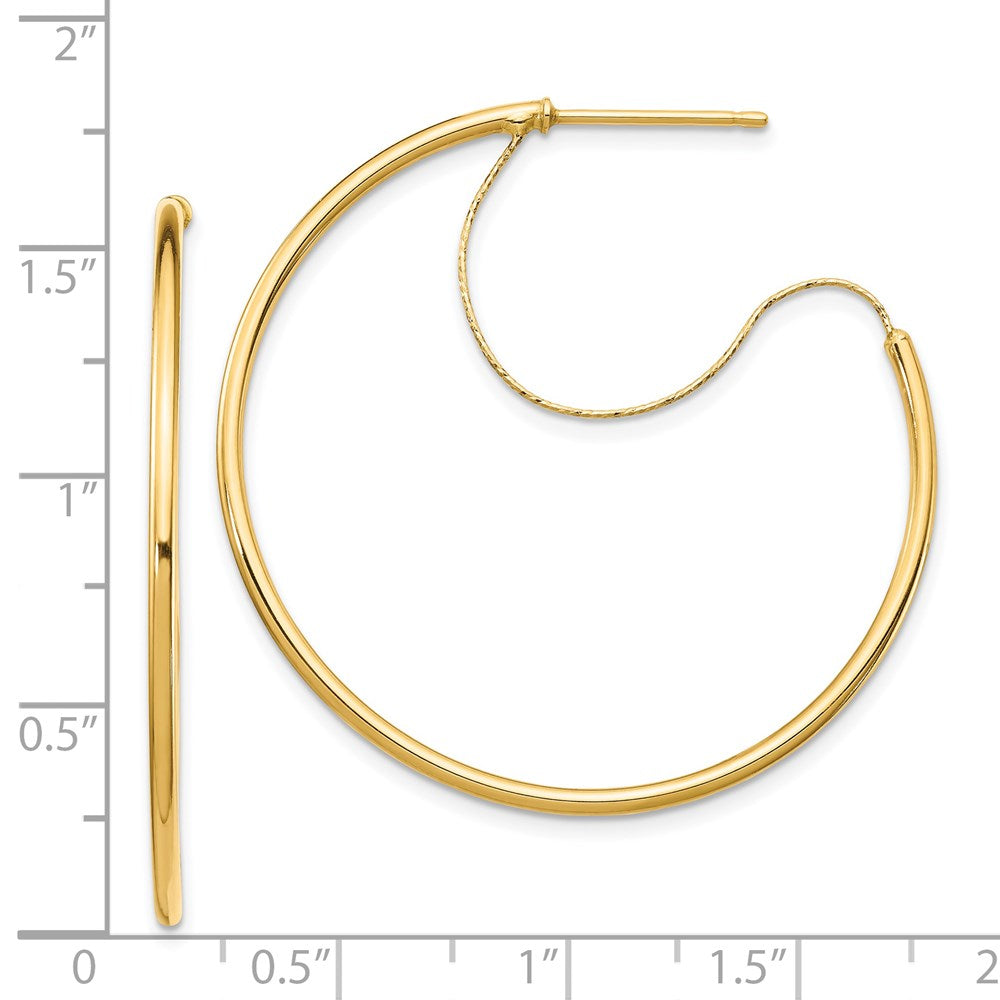 14K 1.5x35mm Polished with D/C wire Hoop Earrings