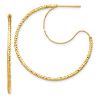 Thumbnail for 14K 1.5x35mm D/C with Polished wire Hoop Earrings