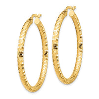 Thumbnail for 14K 3x30mm Diamond-cut Hoop Earrings