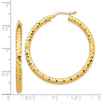 Thumbnail for 14K 3x30mm Diamond-cut Hoop Earrings