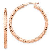 Thumbnail for 14K 3x30mm Diamond-cut Hoop Earrings