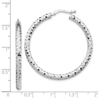 Thumbnail for 14K 3x30mm Diamond-cut Hoop Earrings