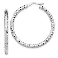 Thumbnail for 14K 3x30mm Diamond-cut Hoop Earrings