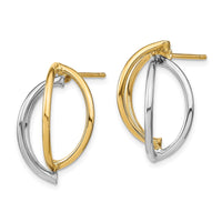 Thumbnail for 14k w/ White Rhodium Double Half Circle Wire Post Earrings