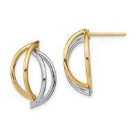 Thumbnail for 14k w/ White Rhodium Double Half Circle Wire Post Earrings