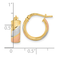 Thumbnail for 14k w/White and Rose Rhodium Polished Satin Hoop Earrings