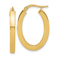 Thumbnail for 14k Polished Square Tube Oval Hoop Earrings