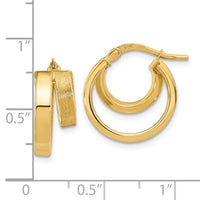 Thumbnail for 14K Polished and Brushed Square Tube Double Hoop Earrings