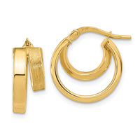 Thumbnail for 14K Polished and Brushed Square Tube Double Hoop Earrings