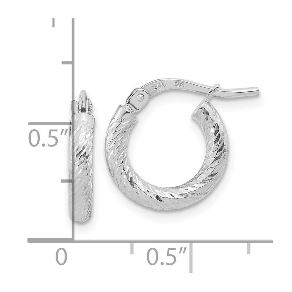 14k Polished and Diamond-cut 2.4mm Hoop Earrings