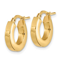 Thumbnail for 14k Polished 3mm Square Tube Hoop Earrings