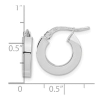 Thumbnail for 14k Polished 3mm Square Tube Hoop Earrings