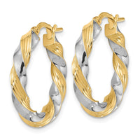 Thumbnail for 14k w/White Rhodium Polished Twisted Hoop Earrings
