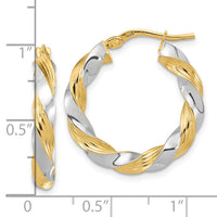 Thumbnail for 14k w/White Rhodium Polished Twisted Hoop Earrings