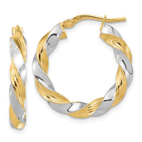 Thumbnail for 14k w/White Rhodium Polished Twisted Hoop Earrings