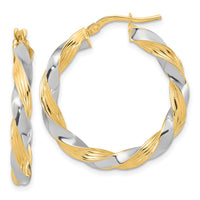 Thumbnail for 14k w/White Rhodium Polished Twisted Hoop Earrings