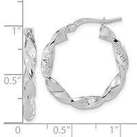 Thumbnail for 14k Polished and Textured Twisted 3mm Hoop Earrings