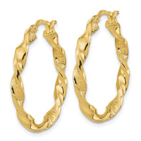 Thumbnail for 14k Polished and Textured Twisted Hoop Earrings