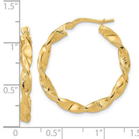 Thumbnail for 14k Polished and Textured Twisted Hoop Earrings