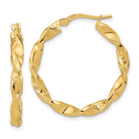 Thumbnail for 14k Polished and Textured Twisted Hoop Earrings
