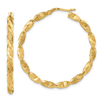 Thumbnail for 14K Polished and Textured Twisted Hoop Earrings
