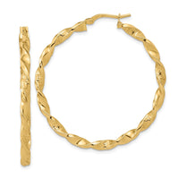Thumbnail for 14K Polished and Textured Twisted Hoop Earrings