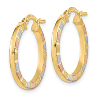 Thumbnail for 14k w/White & Rose Rhodium Polished & Satin Hoop Earrings